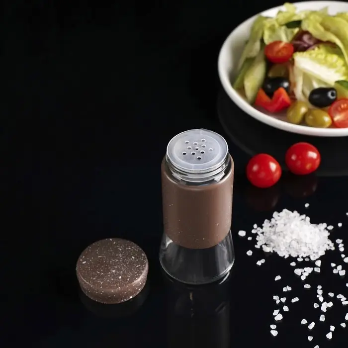 Солонка стеклянная &laquo;Стиль&raquo;, 150 мл, 5,5&times;8 см, цвет коричневый мрамор