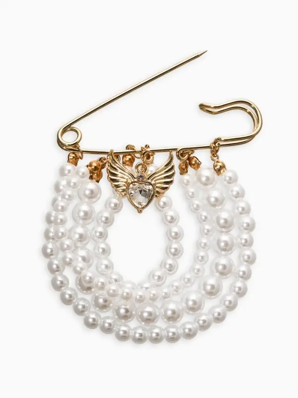 Булавка "Жемчужная россыпь", l=6.5, d=5+6+8 цвет белый в золоте