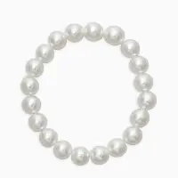 Браслет "Бусины жемчуга" (набор 3 шт), №10,12.14, цвет белый