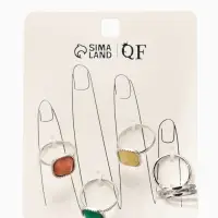 Набор колец 5 шт "Новый стиль" камни, размер МИКС, цветной в серебре