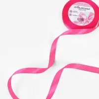 Лента атласная, 12 мм, 23&plusmn;1 м, ярко-розовая №190