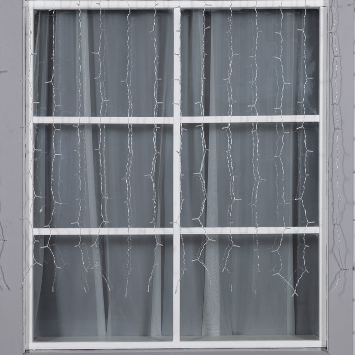 Гирлянда &laquo;Занавес&raquo;, 2&times;1.5 м, IP44, 280 LED, 8 режимов, солнечная батарея, прозрачная нить, свечение тёплое белое