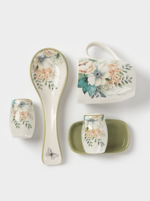 Набор для специй Доляна "Цветы" цвет белый  2 шт  солонка, перечница 130 мл 11,5х6,2х8,8 см   107085