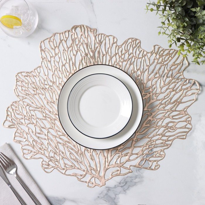 Салфетки сервировочные на стол Доляна &laquo;Кораллы&raquo;, 4 шт, 48&times;39 см, цвет золотой