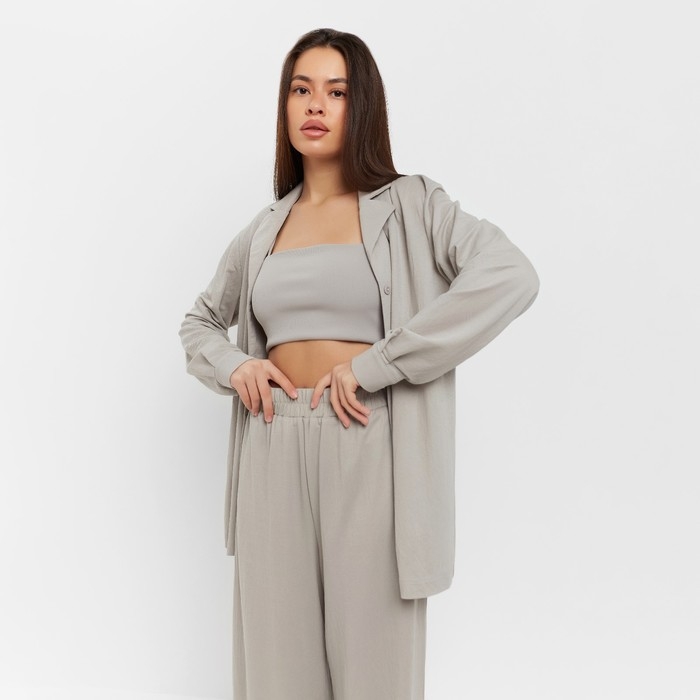 Комплект женский (рубашка, брюки, топ) KAFTAN Комплект женский (рубашка, брюки, топ) KAFTAN "Base" р. 42, серый
