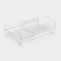 Сушилка для тарелок и кружек с поддоном 39*25*12 см, цвет хром