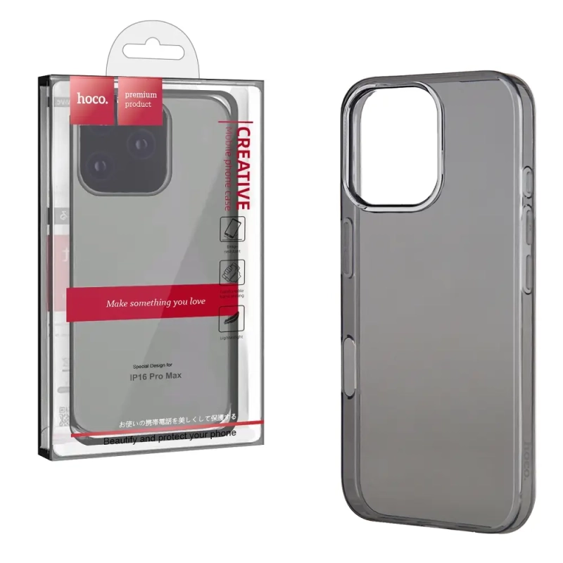Чехол IPH 16 Pro Max Light Series TPU black HOCO