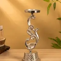 Подсвечник "Жар-птица" 11х11х30 см, алюминий, цв. серебро