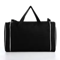 Сумка спортивная на молнии, 3 наружных кармана, длинный ремень, средний размер, цвет чёрный