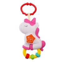 Музыкальная игрушка - подвеска &laquo;Любимый единорог&raquo;, прорезыватель - погремушка, звук, свет, цвет розовый