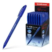 Ручка шариковая ErichKrause U-109 Original Stick&Grip, игольчатый узел 1.0 мм, чернила синие, резиновый держатель, супермягкое письмо