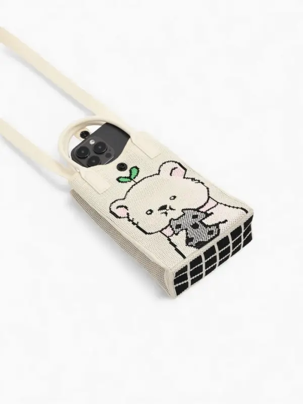 Сумка подр Мишка, 12*4*17, отд на кнопке, дл ремень, белый