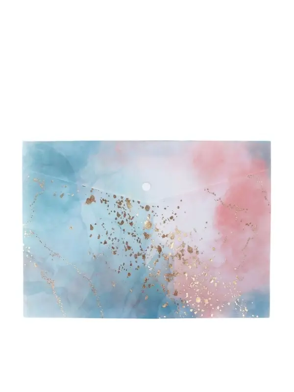 Папка-конверт на кнопке формат А4 180мкр блестящая МИКС Мрамор с золотом (штрихкод на штуке)   10843