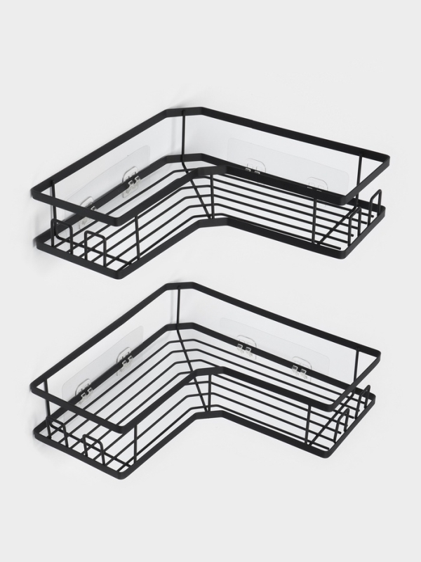 Набор угловых полок для ванной, 2 шт, цвет черный