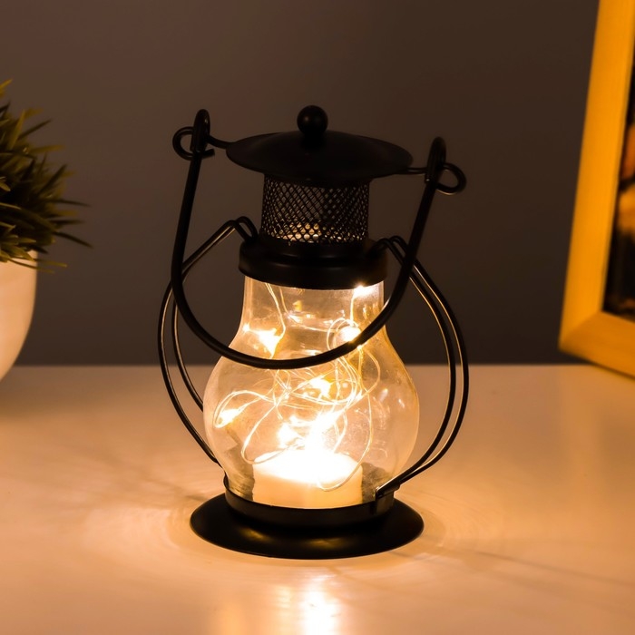 Ночник Ночник "Лампа" LED 1хCR2032 черный 10х7х13см RISALUX