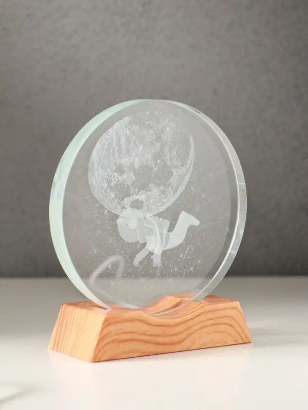 Сувенир стекло свет "Диск. Открытый космос" 5хLED d=10 см, USB 10х4х11,4 см