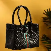 Сумка плетёная пластиковая 23х11х30 см, цв. чёрный