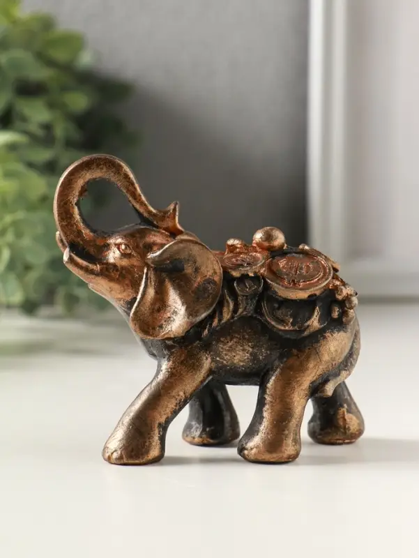 Статуэтка "Слон несет богатство" 8х8х4 см, бронза винтаж