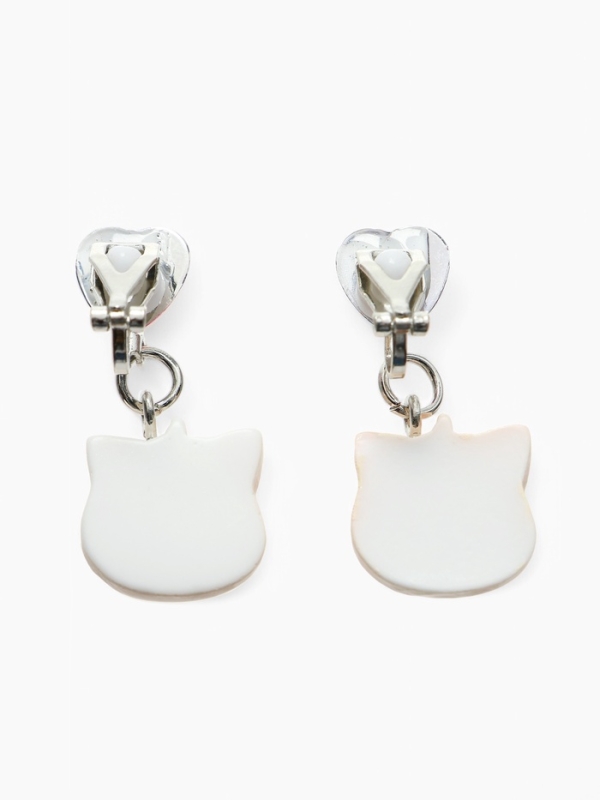 Серьги-клипсы детские "Выбражулька" кот с сердцем кристалл, цветные