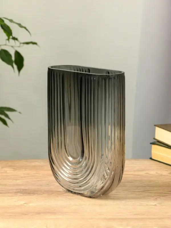 Ваза стекло настольная "Айрис" 23,5х17х7 см, серый