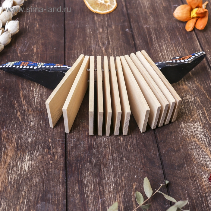 Сувенирный музыкальный инструмент "Трещотка крокодил пятнистый" дерево 4x27x9 см МИКС