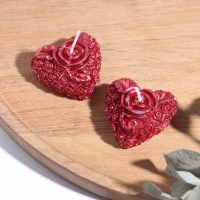 Набор свечей "Сердце с розой", 2 шт, 5х2,5см, красный