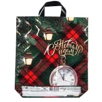 Пакет &laquo;Часы с фонариками&raquo;, полиэтиленовый с петлевой ручкой, 42&times;38 см