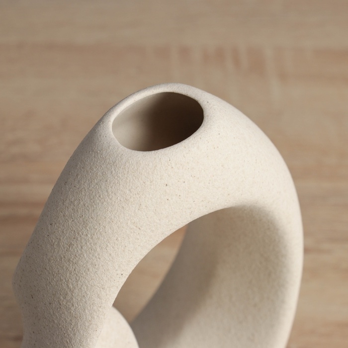 Керамическая ваза декоративная настольная &laquo;Закари&raquo;, для цветов, сухоцветов, d-3 см, 21&times;14 см, бежевый