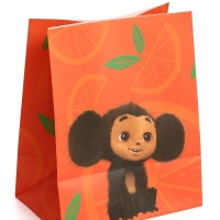 Набор крафтовых пакетов со стикерами, Чебурашка, 18х22х12 см