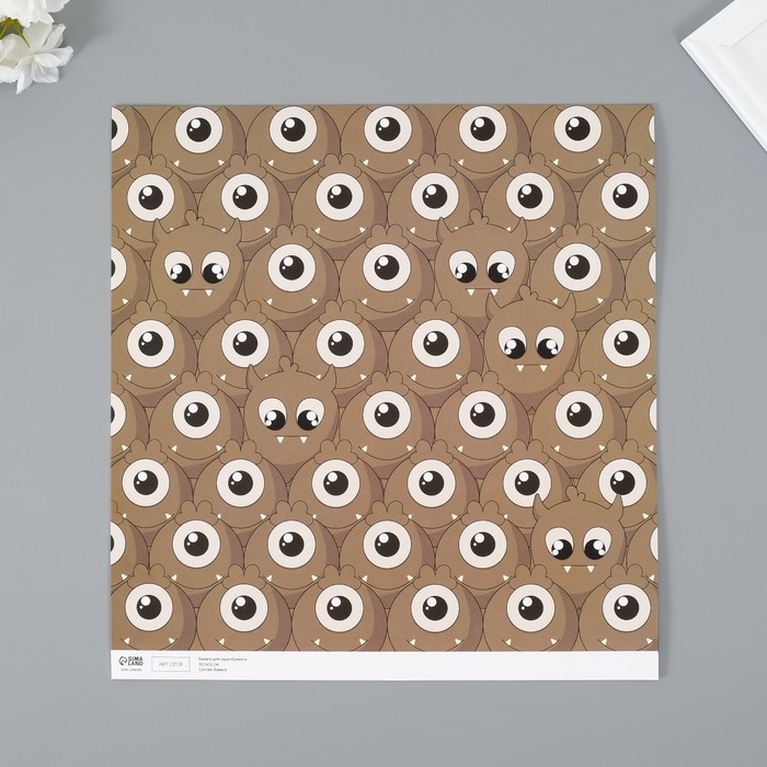 Бумага для скрапбукинга "Монстрики" плотность 180 гр набор 5 шт 30,5х32 см