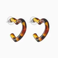 Серьги акрил &laquo;Леопард&raquo; сердце, цветной в серебре