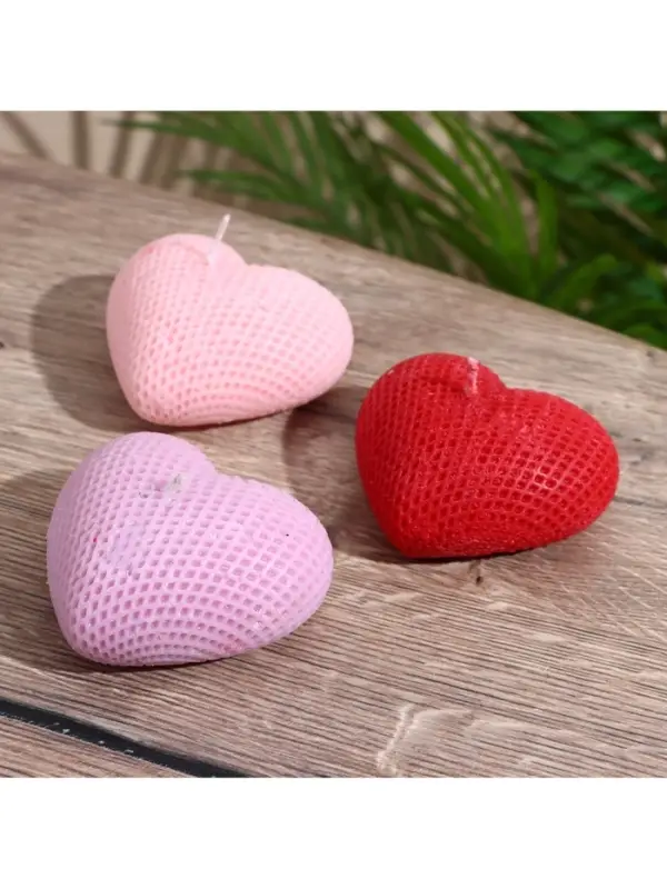 Свеча "Сердце в сеточку" 4х6х3 см, соевый воск, микс