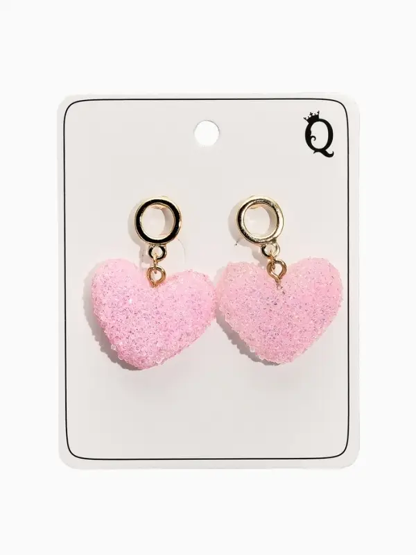 Серьги "Сердце сахарное", цвет розовый в золоте