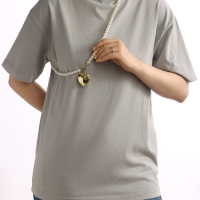 Портупея жемчужная с кулоном &laquo;Сердце&raquo;, 129 см, белая в золоте