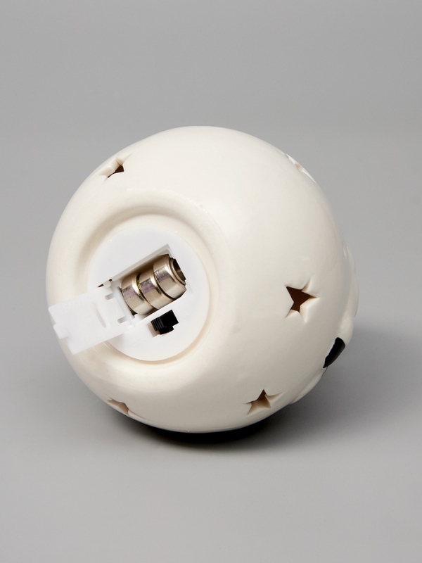 Елочный шар "Снеговик" 10х8.6х8.6, 1 LED, LR44x3(в компл.), Т/БЕЛЫЙ