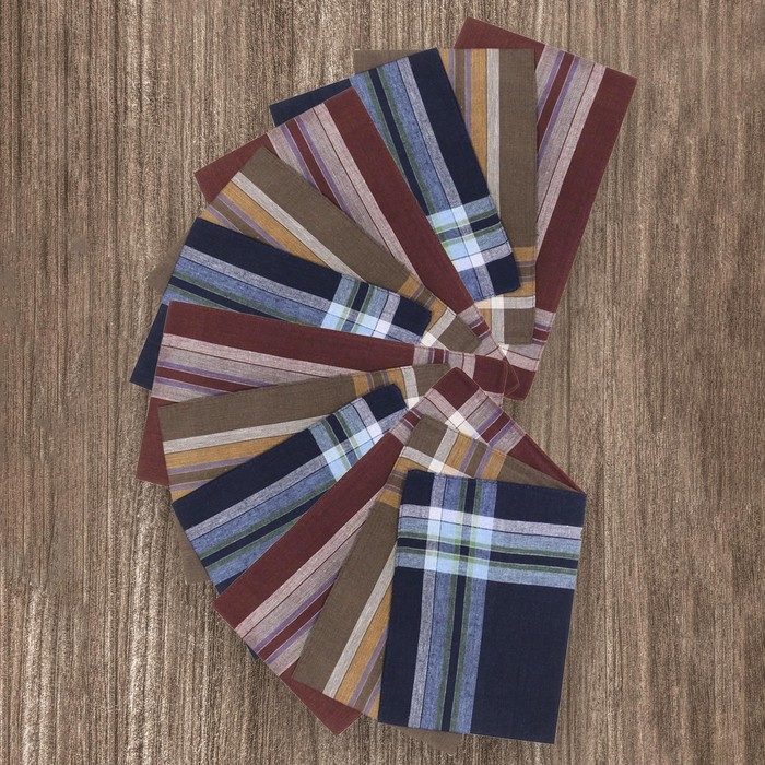 Набор мужских носовых платков 45447D-1721 38х38см 12шт жаккард сатин 81г/м, хл100%