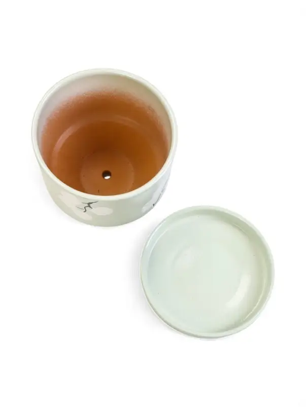 Горшок цветочный с поддоном 1,7 л, керамика "Листья" (М)