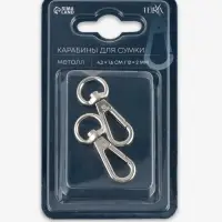 Карабины металл 6,2гр 4,2*1,6см/12*2мм (наб 2шт цена за наб) серебряный TR