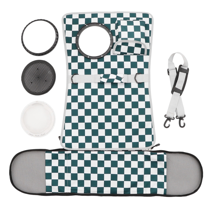 Сумка-переноска с органайзером и иллюминатором, 43 х 24 х 28 см, белая/зелёная