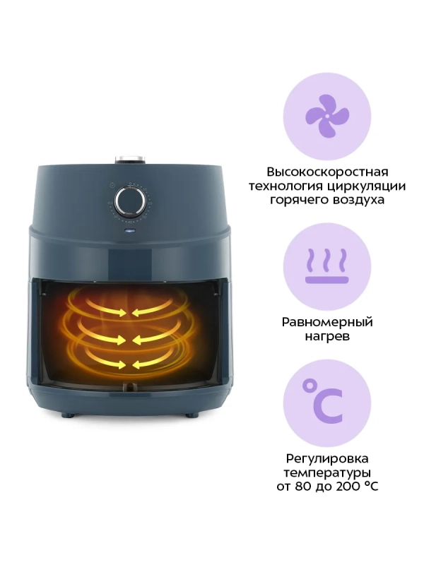 Аэрогриль электрический с поддоном КТ-8118 - 3.2 л 1500 Вт