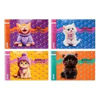 Альбом д/рис А4 40л на спирали Hatber "Мы-котики!", выб лак, перфорац, 4В МИКС