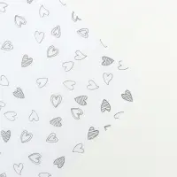 Бумага упаковочная тишью, &laquo;Сердечки&raquo;, 50 см &times; 70 см 17 грамм, белая