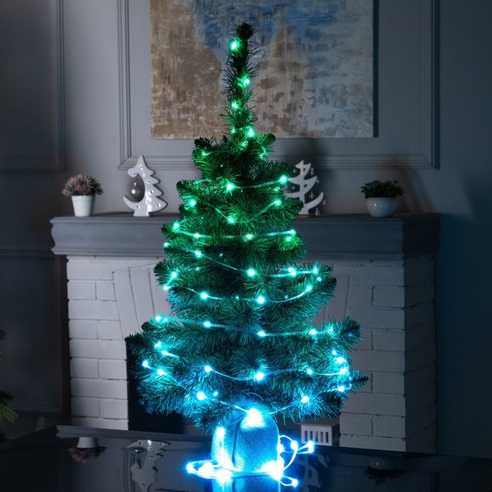 Умная гирлянда &laquo;Нить&raquo; 15 м роса, IP20, серебристая нить, 100 LED, управление с приложения, свечение RGB, USB