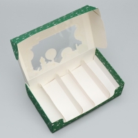 Коробка для эклеров с вкладышами &laquo;С Новым годом!&raquo;, ветки, 25.2 х 15 х 7 см, Новый год