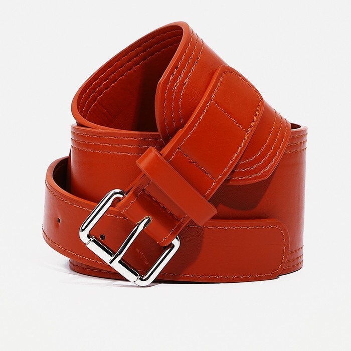 Ремень женский, ширина 6.7 см, пряжка металл, цвет рыжий