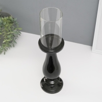 Подсвечник керамика, стекло на 1 свечу "Аванти" d=8 см чёрный 10х10х40,5 см