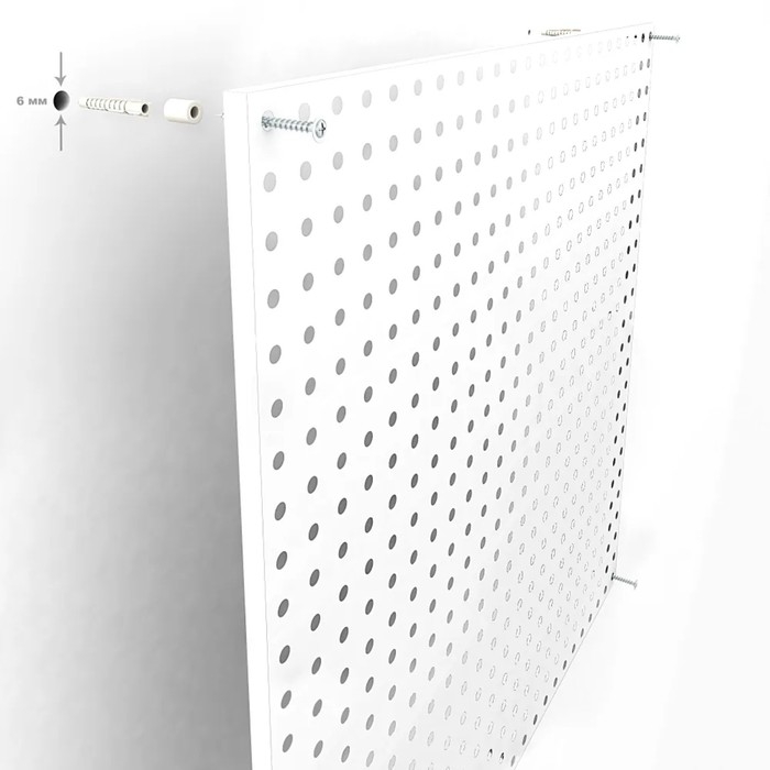 Настенная перфорированная панель односторонняя 60×0,6×180 см, шаг 2,5 см, цвет белый Настенная перфорированная панель односторонняя 60×0,6×180 см, шаг 2,5 см, цвет белый