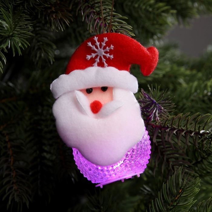 Ёлочная игрушка &laquo;Дед Мороз&raquo;, 10 см, от батареек, свечение мульти (RGB)