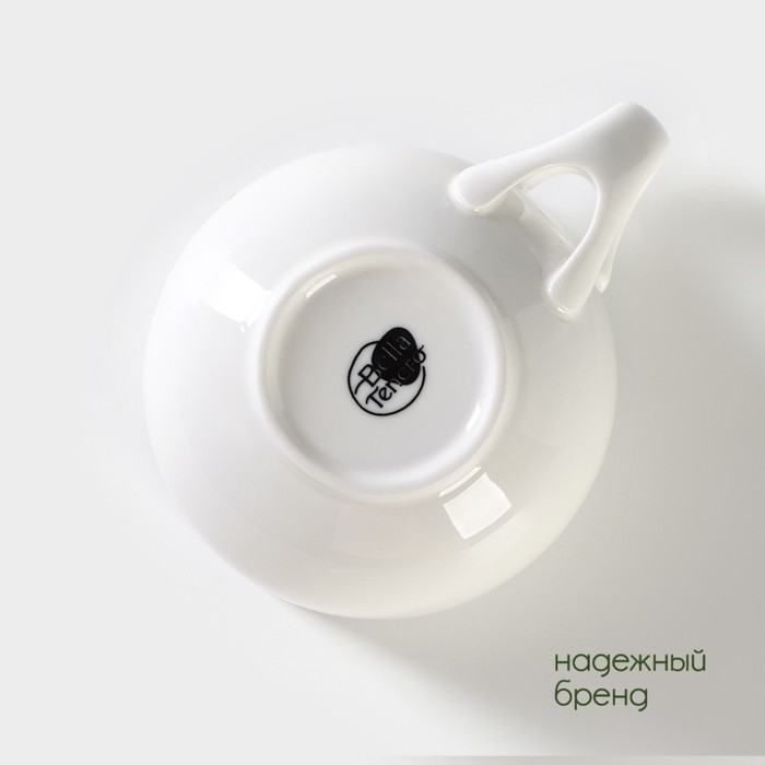 Супница фарфоровая с ложкой на бамбуковой подставке BellaTenero, 450 мл, 15&times;11,5&times;7,5 см, цвет белый