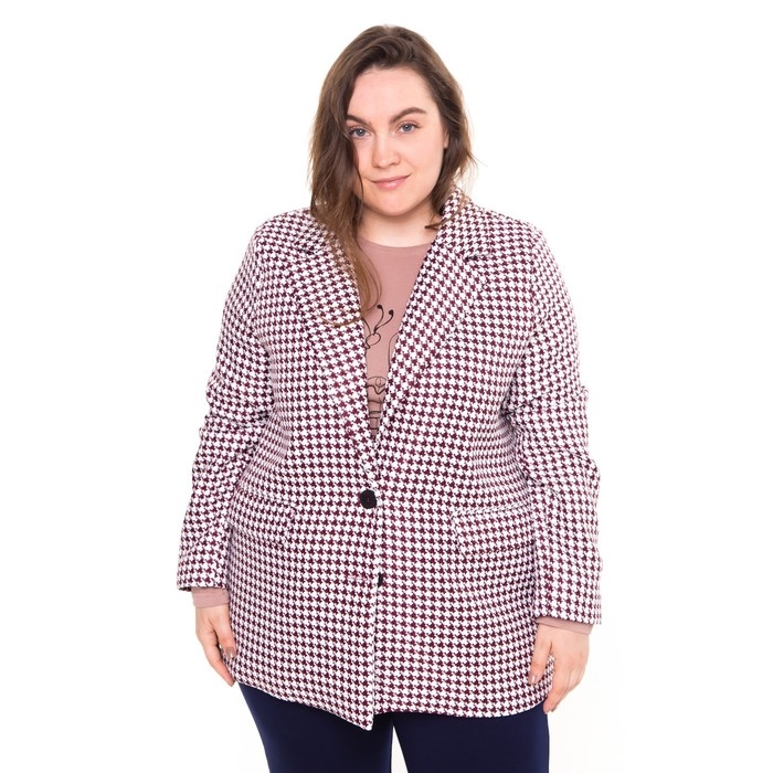 Пиджак женский, цвет розовый, гусиная лапка, размер 52 Пиджак женский, цвет розовый, гусиная лапка, размер 52